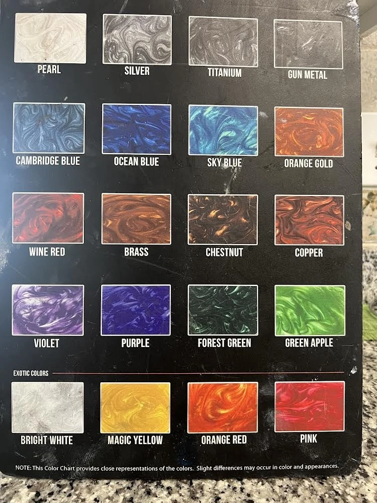 These are metallic colors sample chart 1